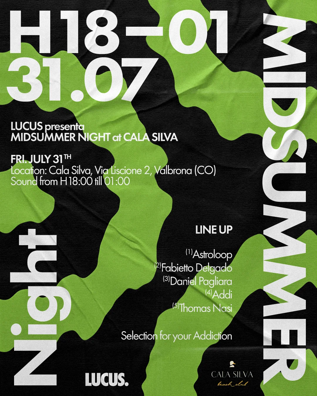 Midsummer Night at Cala Silva, LUCUS event flyer