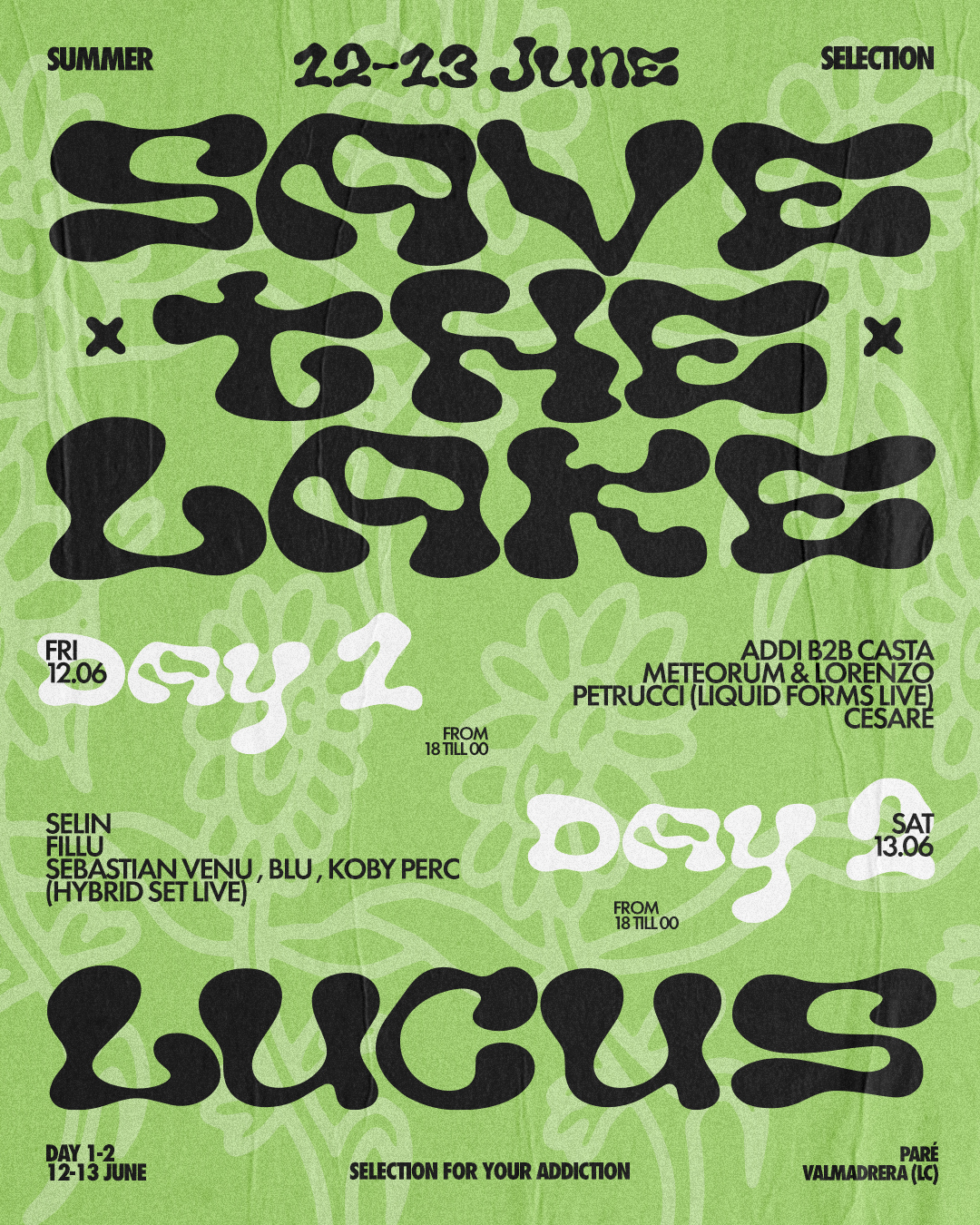 LUCUS x Save the Lake event flyer